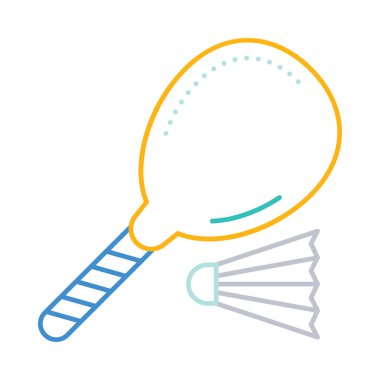 badminton raket raketle düz simgesi beyaz arka plan, vektör, illüstrasyon izole