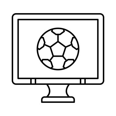 Futbol topu düz simgesi, vektör, illüstrasyon ile LCD ekran 