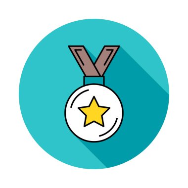 Spor ödül madalya düz simgesi beyaz arka plan, vektör, illüstrasyon izole  