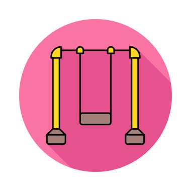 park salıncak düz simgesi beyaz arka plan, vektör, illüstrasyon izole