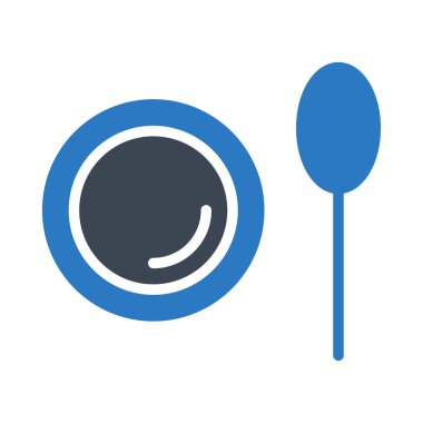 Restoran tabak kaşık düz simgesi, vektör, illüstrasyon 