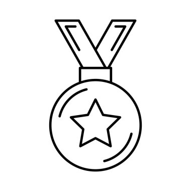 Spor ödül madalya düz simgesi beyaz arka plan, vektör, illüstrasyon izole  