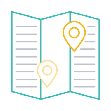 konumu pimleri harita düz simgesi, vektör, illüstrasyon 