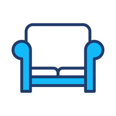 Kanepe düz simgesi, vektör, illüstrasyon  