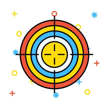 hedef düz simgesi beyaz arka plan, vektör, illüstrasyon izole