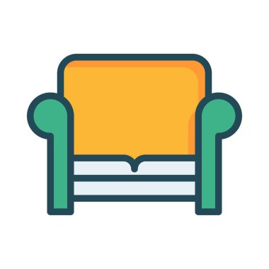 Kanepe düz simgesi, vektör, illüstrasyon  