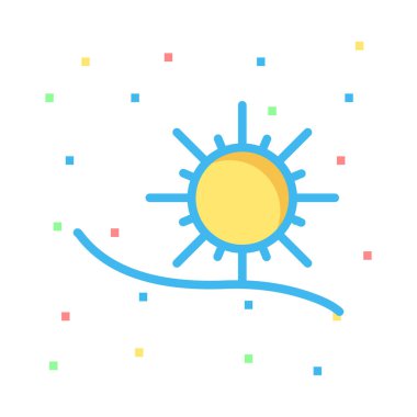 yaz güneş düz simgesi, vektör, illüstrasyon