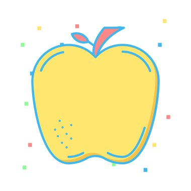 elma meyve düz simgesi, vektör, illüstrasyon