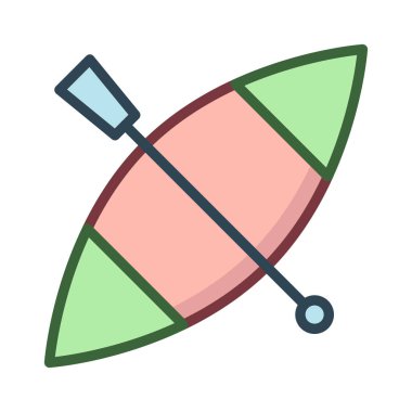 Kano kürek düz simgesi beyaz arka plan, vektör, illüstrasyon izole  