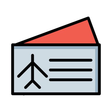 Bilet Tur düz simgesi, vektör, illüstrasyon, seyahat konsepti için 