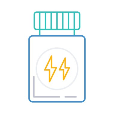 Beyaz arka plan, vektör, illüstrasyon izole protein şişe düz simgesi