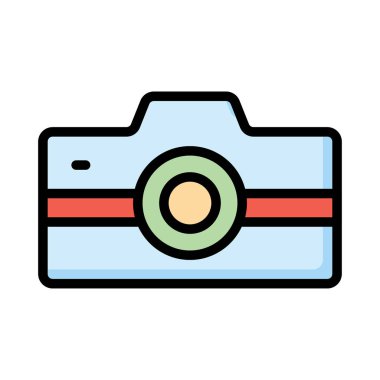 kamera düz simgesi, vektör, illüstrasyon, fotoğraf kavramı