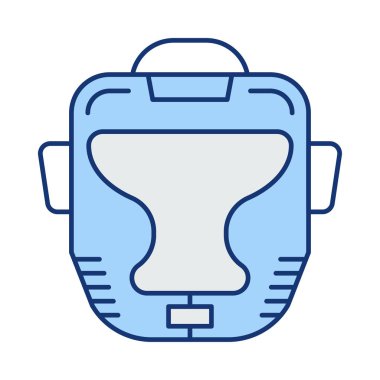 boks koruma kask düz simgesi beyaz arka plan, vektör, illüstrasyon izole   