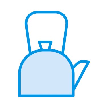 sıcak çay çaydanlık düz simgesi, vektör, illüstrasyon 