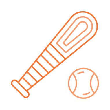 beysbol sopası ile topu düz simgesi beyaz arka plan, vektör, illüstrasyon izole