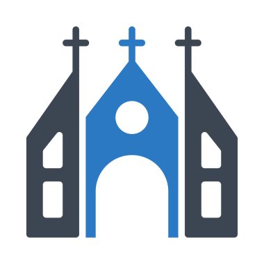 Katolik Kilisesi inşaat düz simgesi, vektör, illüstrasyon  