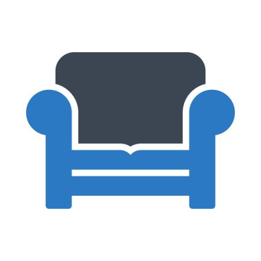 Kanepe düz simgesi, vektör, illüstrasyon  