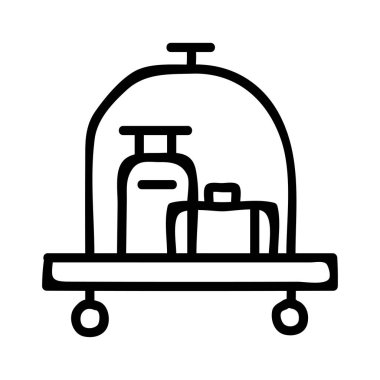 Bagaj arabası düz simgesi, vektör, illüstrasyon  