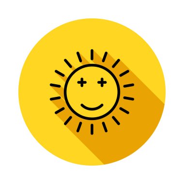 yaz güneş düz simgesi, vektör, illüstrasyon