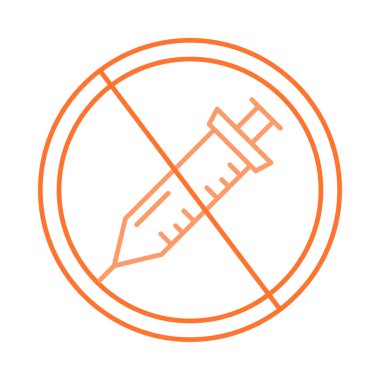 Beyaz arka plan, vektör, illüstrasyon izole şırınga düz simgesi ile yasaklı enjeksiyon