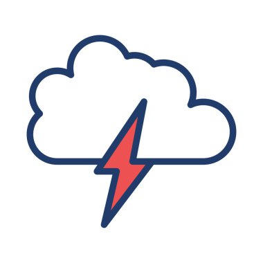 gök gürültüsü bulut yıldırım düz simgesi, vektör, illüstrasyon