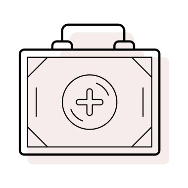 ilk yardım çantasında düz simgesi, vektör, illüstrasyon