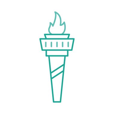 Cep feneri ile Olimpiyat ateşi düz simgesi beyaz arka plan, vektör, illüstrasyon izole