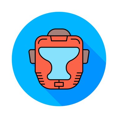 boks koruma kask düz simgesi beyaz arka plan, vektör, illüstrasyon izole   