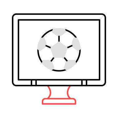 Futbol topu düz simgesi, vektör, illüstrasyon ile LCD ekran 