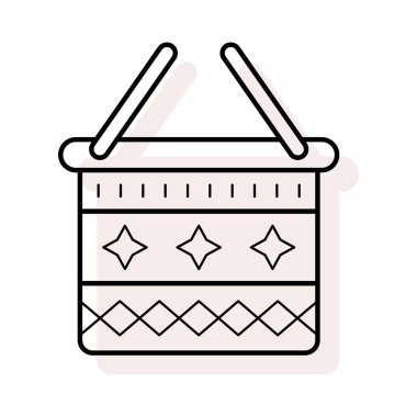 Beyaz arka plan, vektör, illüstrasyon izole davul düz simgesi