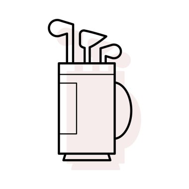 golf çanta düz simgesi beyaz arka plan, vektör, illüstrasyon izole