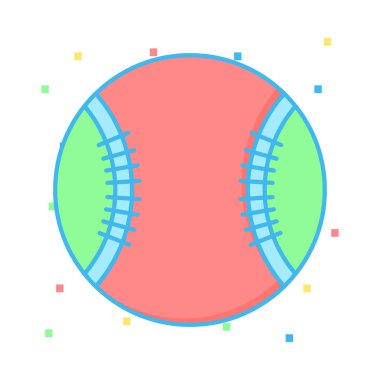 beysbol topu düz simgesi beyaz arka plan, vektör, illüstrasyon izole