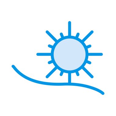 yaz güneş düz simgesi, vektör, illüstrasyon