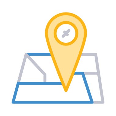 konumu PIN harita düz simgesi, vektör, illüstrasyon 