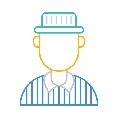 Kriket hakem düz simgesi beyaz arka plan, vektör, illüstrasyon izole