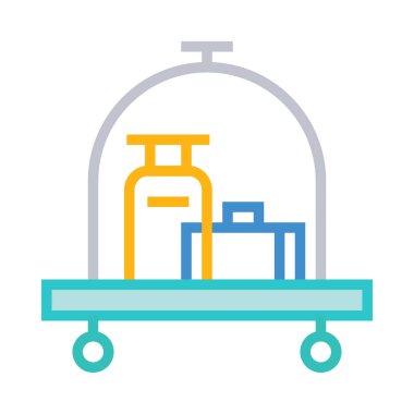 Bagaj arabası düz simgesi, vektör, illüstrasyon  