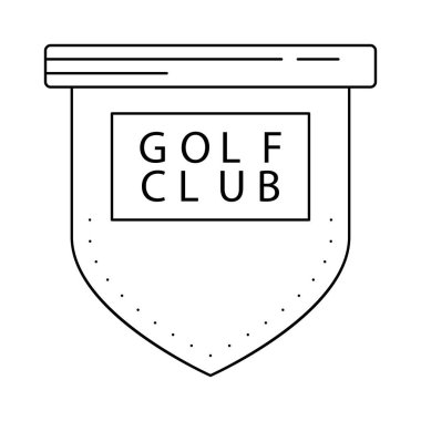 golf kulübü yönetim kurulu etiketi düz simgesi beyaz arka plan, vektör, illüstrasyon izole 