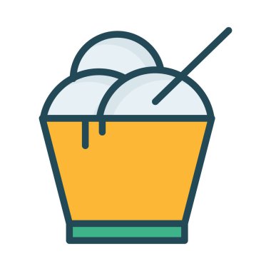 kase dondurma düz simgesi, vektör, illüstrasyon 