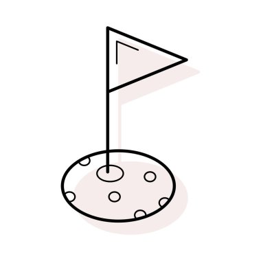 golf bayrak düz simgesi beyaz arka plan, vektör, illüstrasyon izole