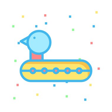 ördek oyuncak düz simgesi, vektör, illüstrasyon