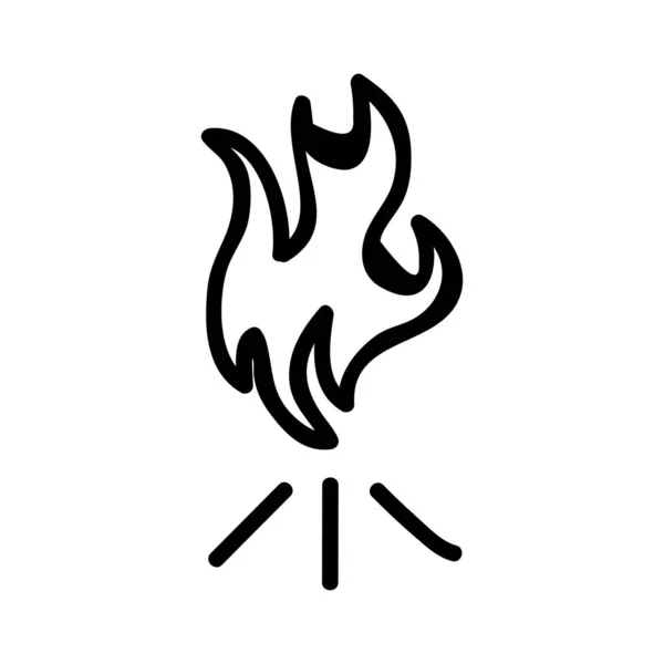 Flamme Feu Camp Icône Plate Vecteur Illustration — Image vectorielle