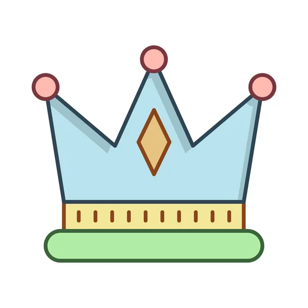 Crown Ploché Ikony Izolovaných Bílém Pozadí Vektor Ilustrace — Stockový vektor
