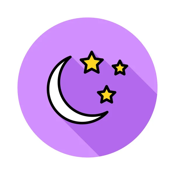 月の夜も星フラット アイコン ベクトル イラスト — ストックベクタ