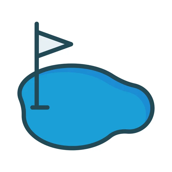 Golf Flag Field Flat Icon Vector Illustration — Stock Vector