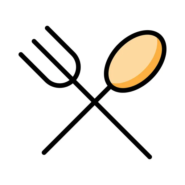 Restaurant Gabel Und Löffel Flaches Symbol Vektor Illustration — Stockvektor