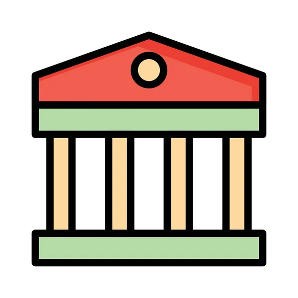 Bank Building Flat Icon Vector Illustration — Stock Vector