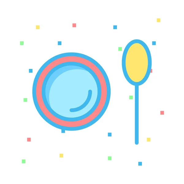 Restaurant Plate Spoon Flat Icon Vector Illustration — Stock Vector