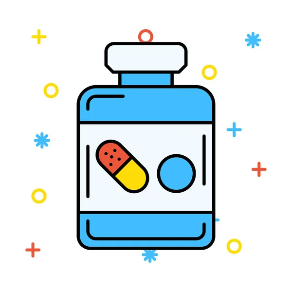 Επίπεδη Εικονίδιο Μπουκάλι Χάπι Διάνυσμα Εικονογράφηση — Διανυσματικό Αρχείο