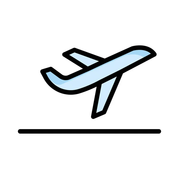 Ikona Płaskie Startu Samolotu Wektor Ilustracja — Wektor stockowy