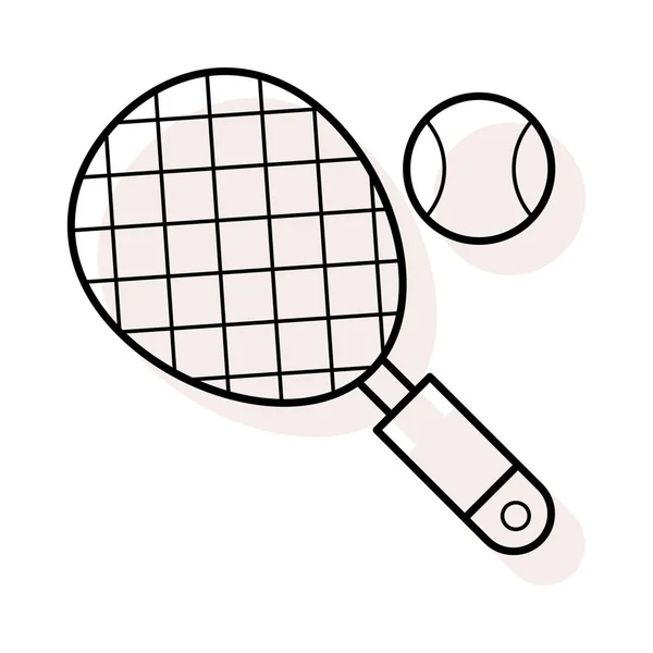 Raqueta Tenis Con Bola Icono Plano Aislado Sobre Fondo Blanco — Vector de stock